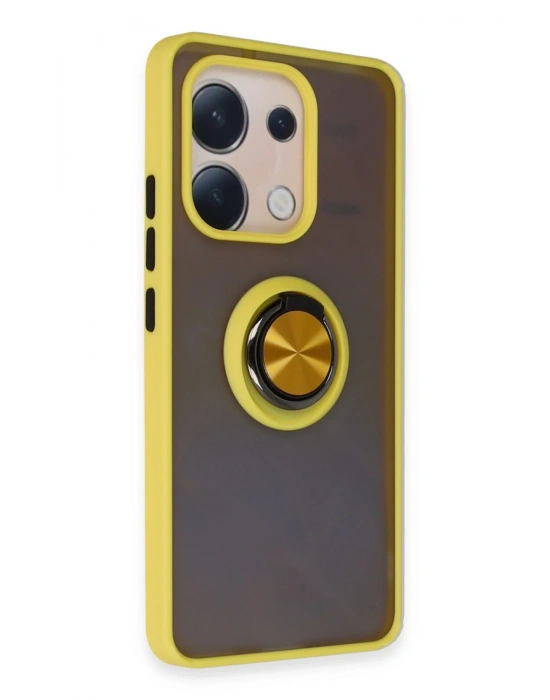 Newface Xiaomi Redmi Note 13 4G Kılıf Montreal Yüzüklü Silikon Kapak - Sarı