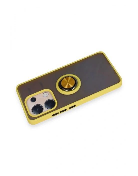 Newface Xiaomi Redmi Note 13 4G Kılıf Montreal Yüzüklü Silikon Kapak - Sarı