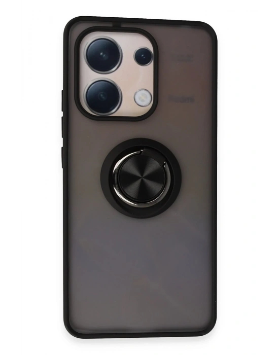 Newface Xiaomi Redmi Note 13 4G Kılıf Montreal Yüzüklü Silikon Kapak - Siyah