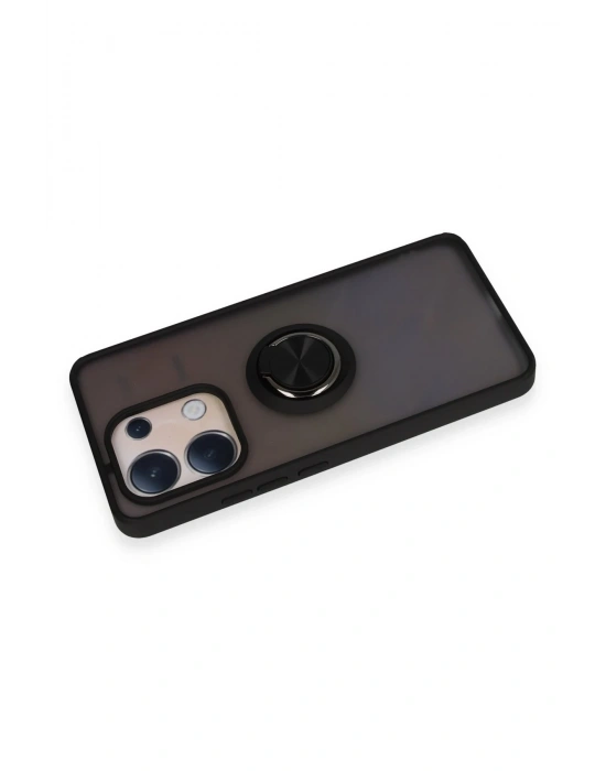 Newface Xiaomi Redmi Note 13 4G Kılıf Montreal Yüzüklü Silikon Kapak - Siyah