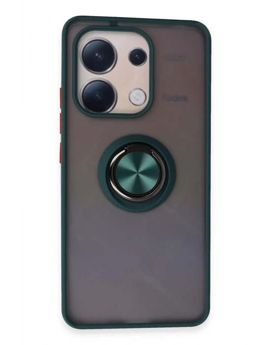 Newface Xiaomi Redmi Note 13 4G Kılıf Montreal Yüzüklü Silikon Kapak - Yeşil