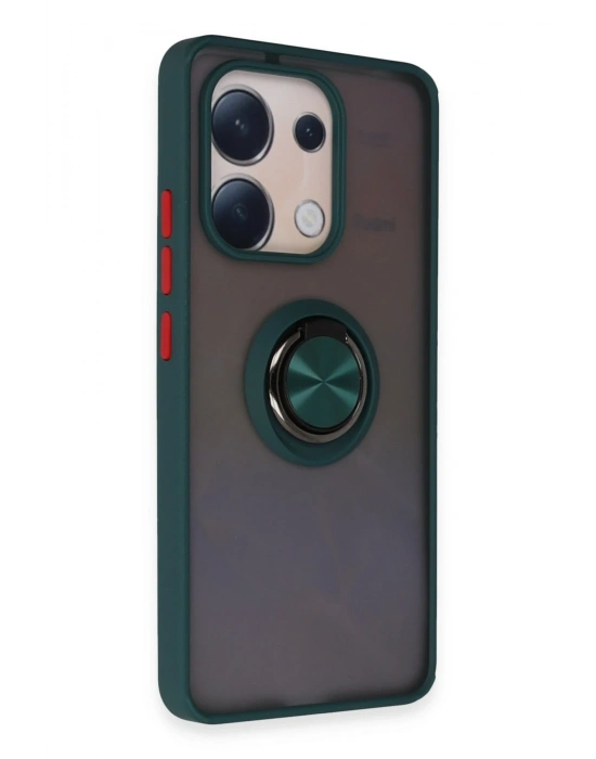 Newface Xiaomi Redmi Note 13 4G Kılıf Montreal Yüzüklü Silikon Kapak - Yeşil