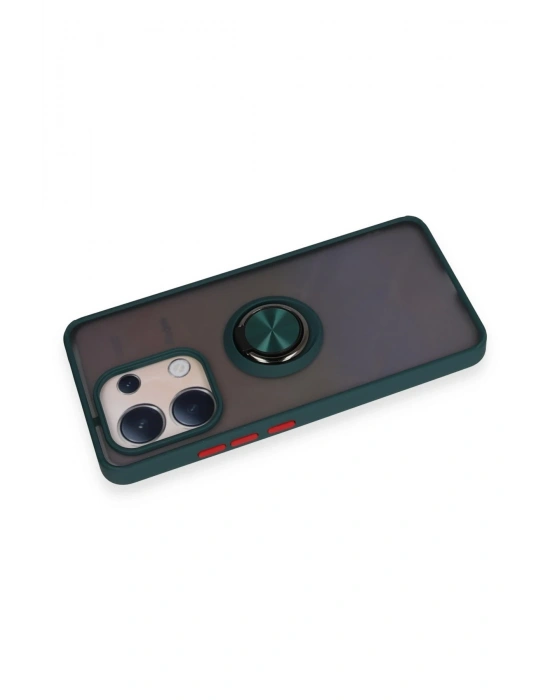 Newface Xiaomi Redmi Note 13 4G Kılıf Montreal Yüzüklü Silikon Kapak - Yeşil