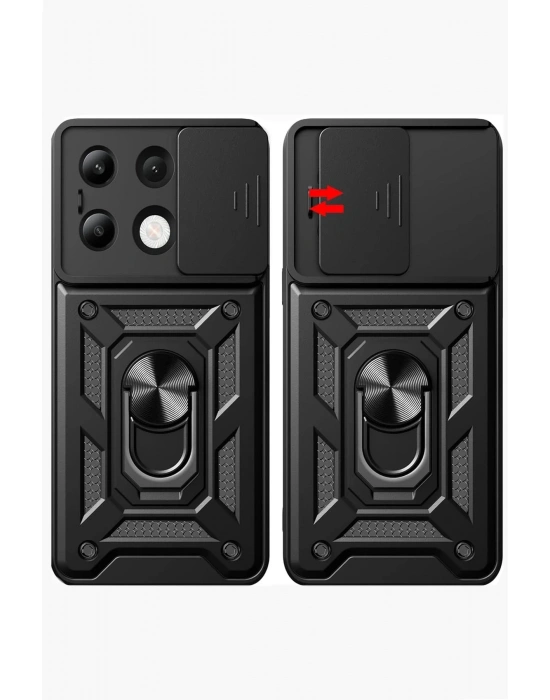 Newface Xiaomi Redmi Note 13 4G Kılıf Pars Lens Yüzüklü Silikon - Lacivert