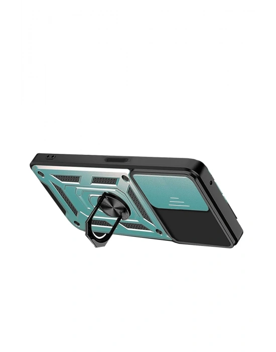 Newface Xiaomi Redmi Note 13 4G Kılıf Pars Lens Yüzüklü Silikon - Yeşil