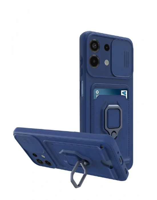 Newface Xiaomi Redmi Note 13 4G Kılıf Zuma Kartvizitli Yüzüklü Silikon - Lacivert