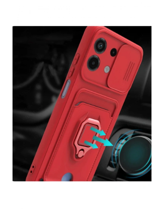 Newface Xiaomi Redmi Note 13 4G Kılıf Zuma Kartvizitli Yüzüklü Silikon - Lila