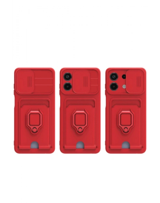 Newface Xiaomi Redmi Note 13 4G Kılıf Zuma Kartvizitli Yüzüklü Silikon - Pembe