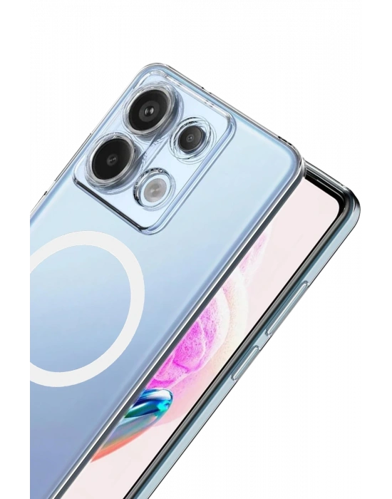 Newface Xiaomi Redmi Note 13 Pro 4G Combo Sert Şeffaf Magsafe Kapak - Şeffaf