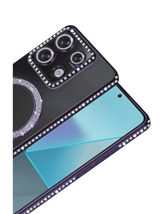 Newface Xiaomi Redmi Note 13 Pro 4G Joke Simli Magneticsafe Kılıf - Derin Mor