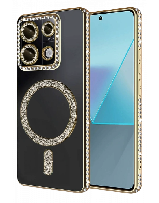 Newface Xiaomi Redmi Note 13 Pro 4G Joke Simli Magneticsafe Kılıf - Gold