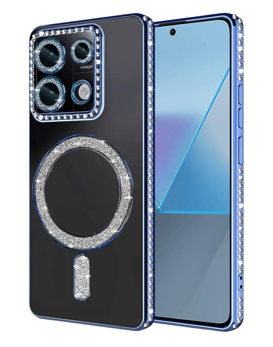 Newface Xiaomi Redmi Note 13 Pro 4G Joke Simli Magneticsafe Kılıf - Mavi