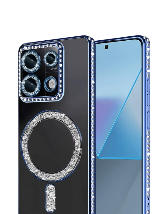 Newface Xiaomi Redmi Note 13 Pro 4G Joke Simli Magneticsafe Kılıf - Mavi