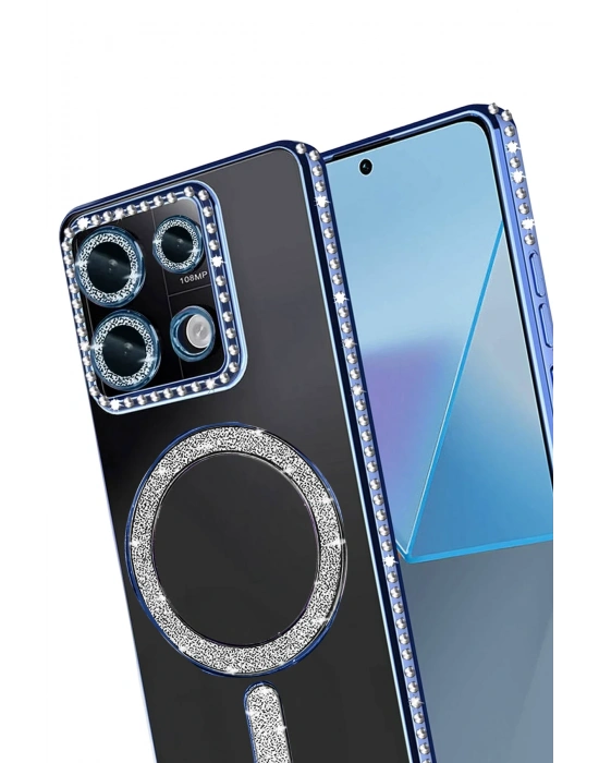 Newface Xiaomi Redmi Note 13 Pro 4G Joke Simli Magneticsafe Kılıf - Mavi