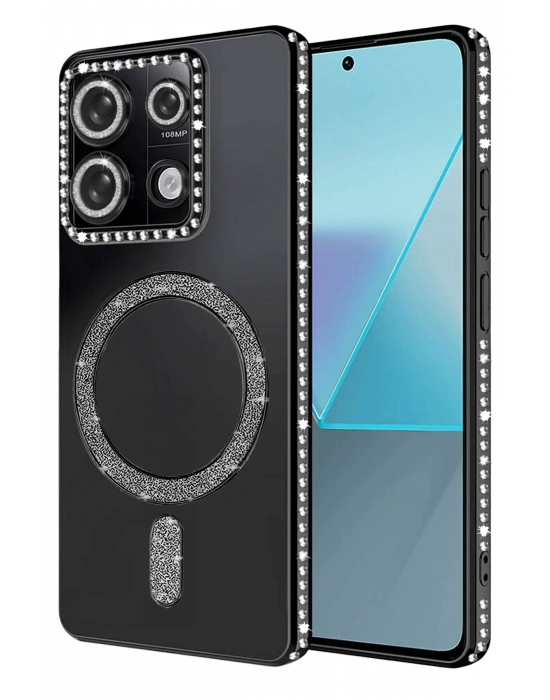 Newface Xiaomi Redmi Note 13 Pro 4G Joke Simli Magneticsafe Kılıf - Siyah