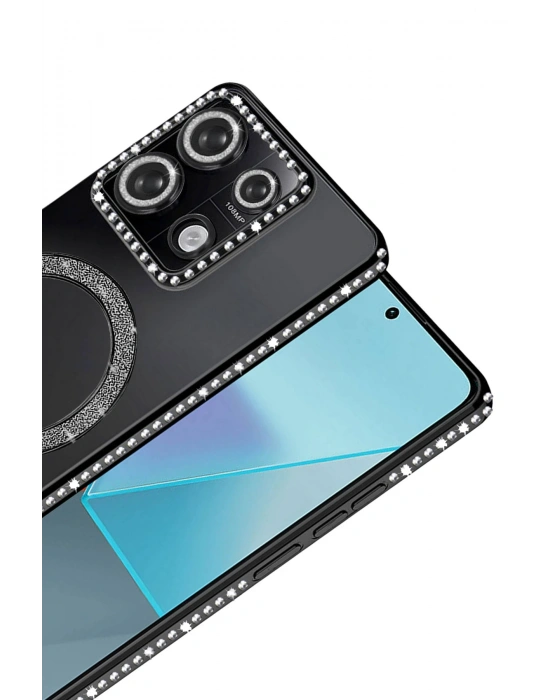 Newface Xiaomi Redmi Note 13 Pro 4G Joke Simli Magneticsafe Kılıf - Siyah