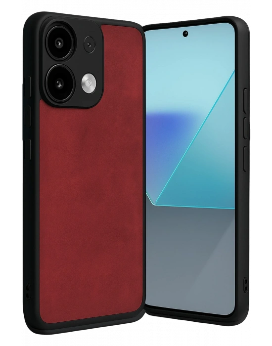 Newface Xiaomi Redmi Note 13 Pro 4G Kılıf Aras Deri Kapak - Kırmızı