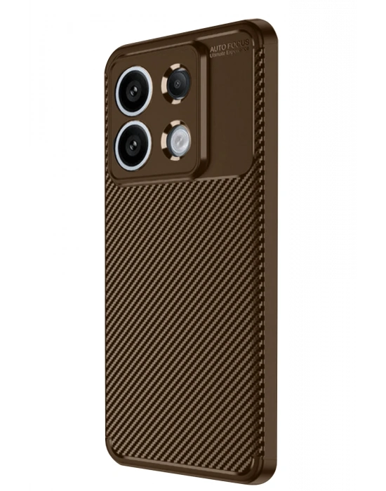 Newface Xiaomi Redmi Note 13 Pro 4G Kılıf Auto Focus Karbon Kapak - Kahverengi