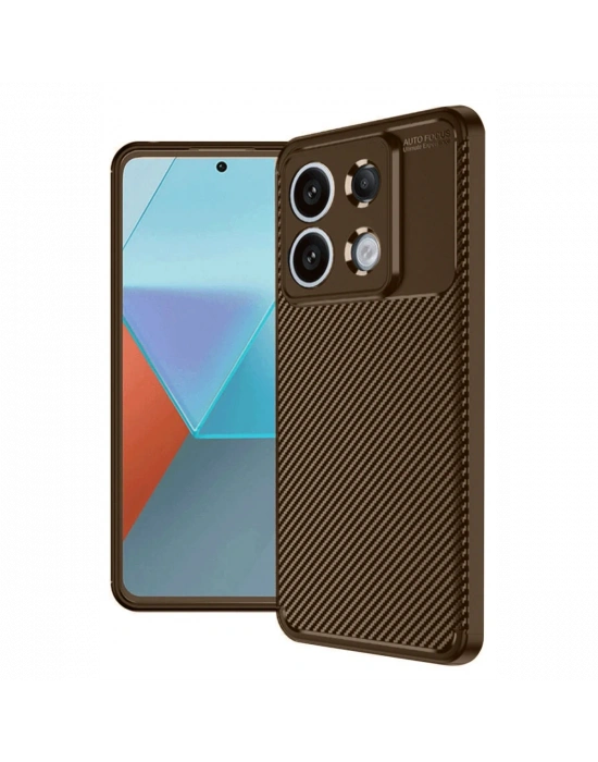 Newface Xiaomi Redmi Note 13 Pro 4G Kılıf Auto Focus Karbon Kapak - Kahverengi