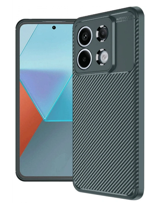 Newface Xiaomi Redmi Note 13 Pro 4G Kılıf Auto Focus Karbon Kapak - Koyu Yeşil