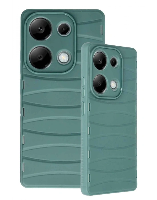 Newface Xiaomi Redmi Note 13 Pro 4G Kılıf Bibercas Silikon Kapak - Koyu Yeşil