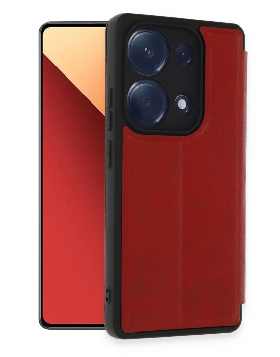Newface Xiaomi Redmi Note 13 Pro 4G Kılıf Flip Cover - Kırmızı