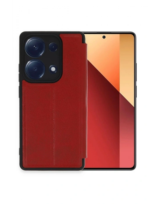 Newface Xiaomi Redmi Note 13 Pro 4G Kılıf Flip Cover - Kırmızı