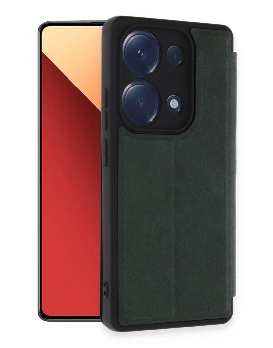 Newface Xiaomi Redmi Note 13 Pro 4G Kılıf Flip Cover - Koyu Yeşil