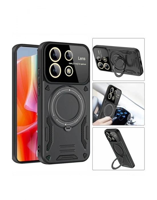 Newface Xiaomi Redmi Note 13 Pro 4G Kılıf Joy Lens Standlı Kapak - Lacivert