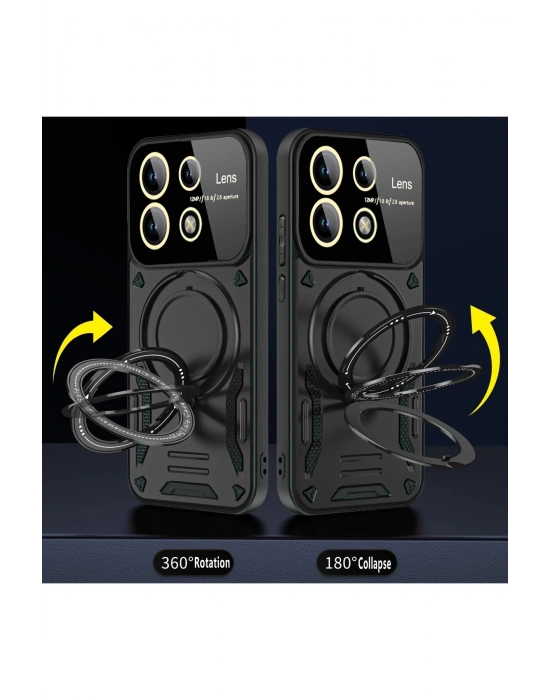 Newface Xiaomi Redmi Note 13 Pro 4G Kılıf Joy Lens Standlı Kapak - Mor