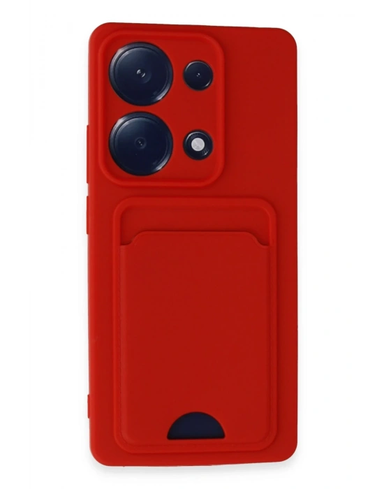 Newface Xiaomi Redmi Note 13 Pro 4G Kılıf Kelvin Kartvizitli Silikon - Kırmızı