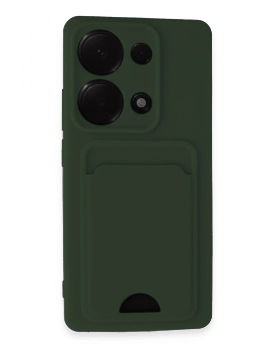 Newface Xiaomi Redmi Note 13 Pro 4G Kılıf Kelvin Kartvizitli Silikon - Koyu Yeşil
