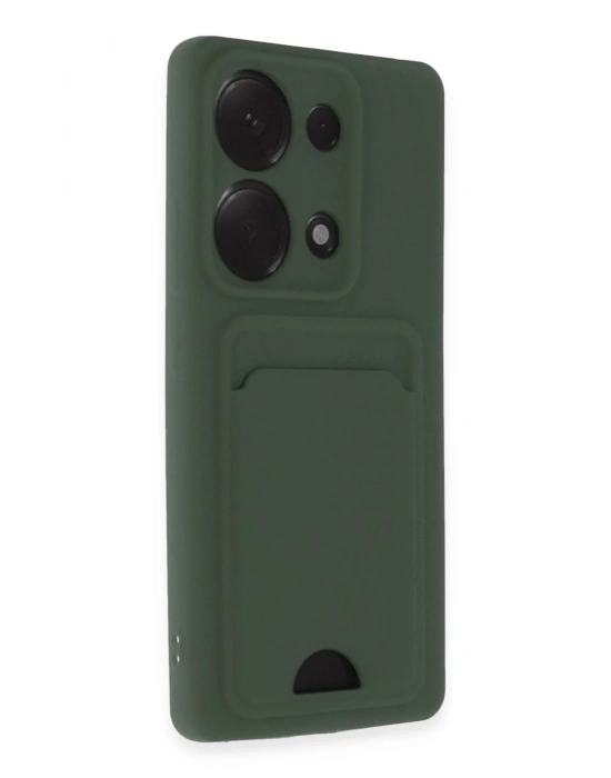 Newface Xiaomi Redmi Note 13 Pro 4G Kılıf Kelvin Kartvizitli Silikon - Koyu Yeşil