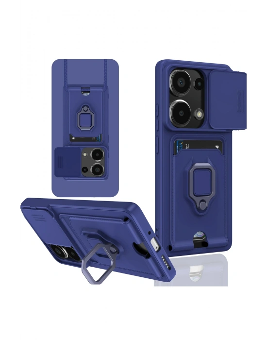 Newface Xiaomi Redmi Note 13 Pro 4G Kılıf Zuma Kartvizitli Yüzüklü Silikon - Lacivert