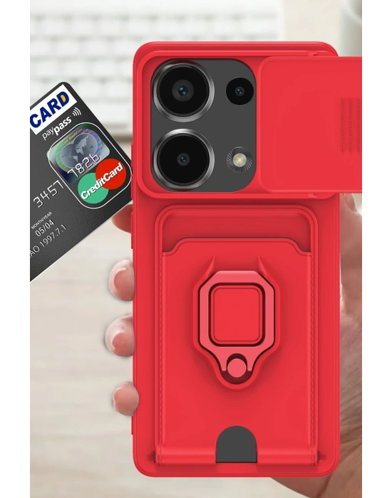 Newface Xiaomi Redmi Note 13 Pro 4G Kılıf Zuma Kartvizitli Yüzüklü Silikon - Pembe