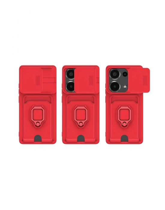 Newface Xiaomi Redmi Note 13 Pro 4G Kılıf Zuma Kartvizitli Yüzüklü Silikon - Siyah