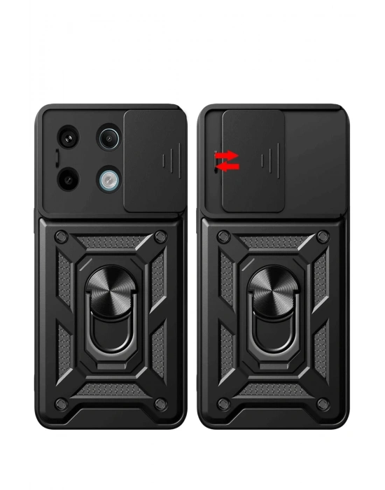 Newface Xiaomi Redmi Note 13 Pro 4G Pars Lens Yüzüklü Silikon - Kırmızı