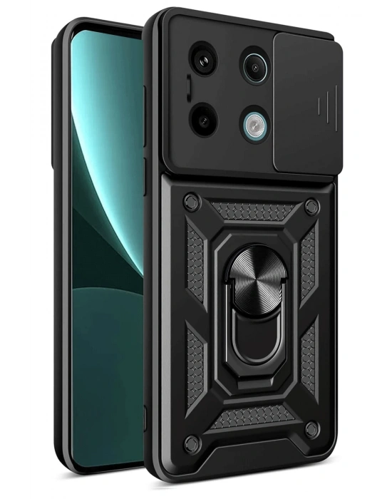 Newface Xiaomi Redmi Note 13 Pro 4G Pars Lens Yüzüklü Silikon - Siyah