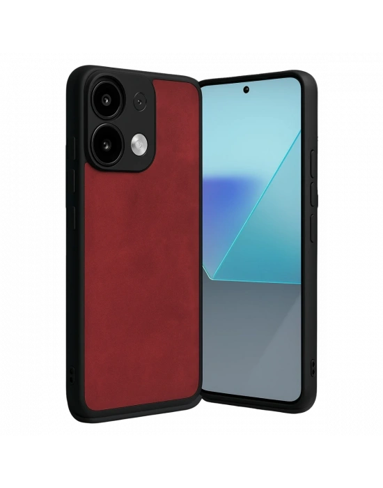 Newface Xiaomi Redmi Note 13 Pro 5G Kılıf Aras Deri Kapak - Kırmızı