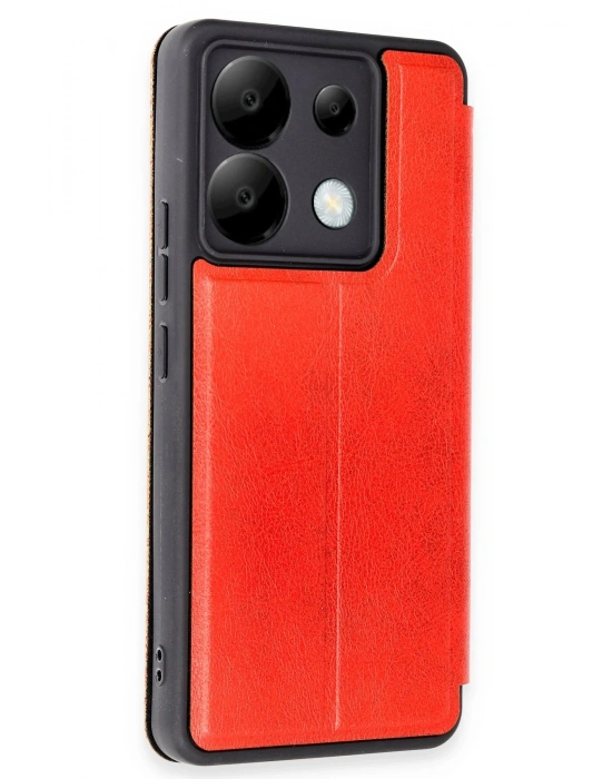 Newface Xiaomi Redmi Note 13 Pro 5G Kılıf Flip Cover - Kırmızı