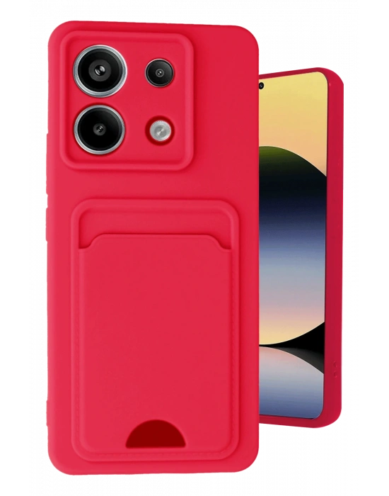 Newface Xiaomi Redmi Note 13 Pro 5G Kılıf Kelvin Kartvizitli Silikon - Kırmızı