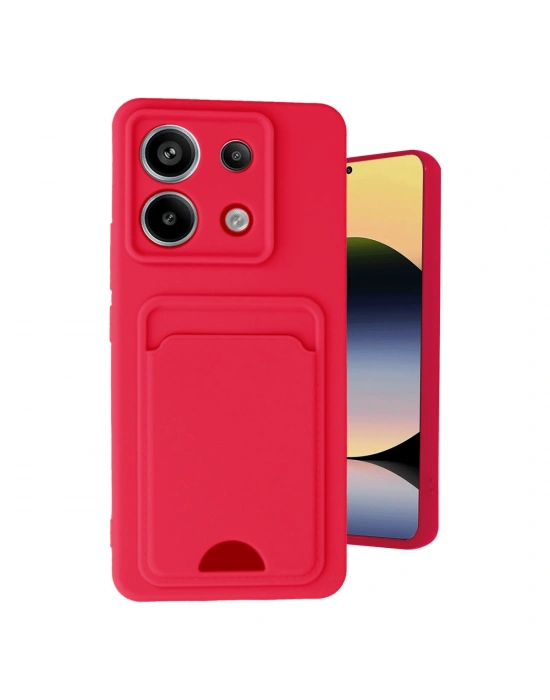 Newface Xiaomi Redmi Note 13 Pro 5G Kılıf Kelvin Kartvizitli Silikon - Kırmızı
