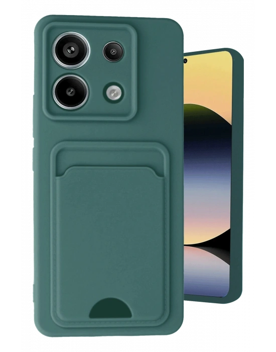 Newface Xiaomi Redmi Note 13 Pro 5G Kılıf Kelvin Kartvizitli Silikon - Koyu Yeşil