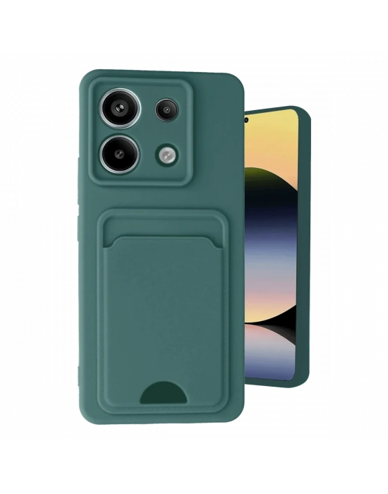 Newface Xiaomi Redmi Note 13 Pro 5G Kılıf Kelvin Kartvizitli Silikon - Koyu Yeşil