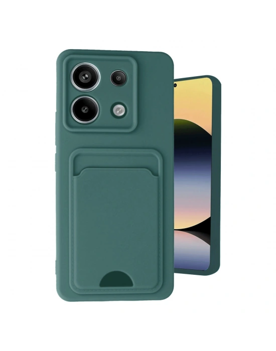 Newface Xiaomi Redmi Note 13 Pro 5G Kılıf Kelvin Kartvizitli Silikon - Koyu Yeşil