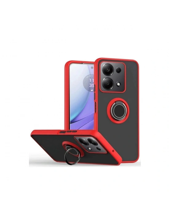 Newface Xiaomi Redmi Note 13 Pro 5G Kılıf Montreal Yüzüklü Silikon Kapak - Kırmızı