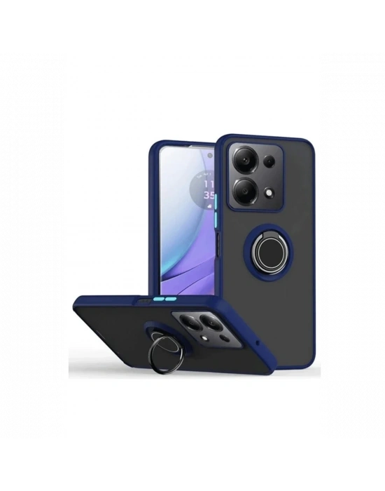 Newface Xiaomi Redmi Note 13 Pro 5G Kılıf Montreal Yüzüklü Silikon Kapak - Lacivert