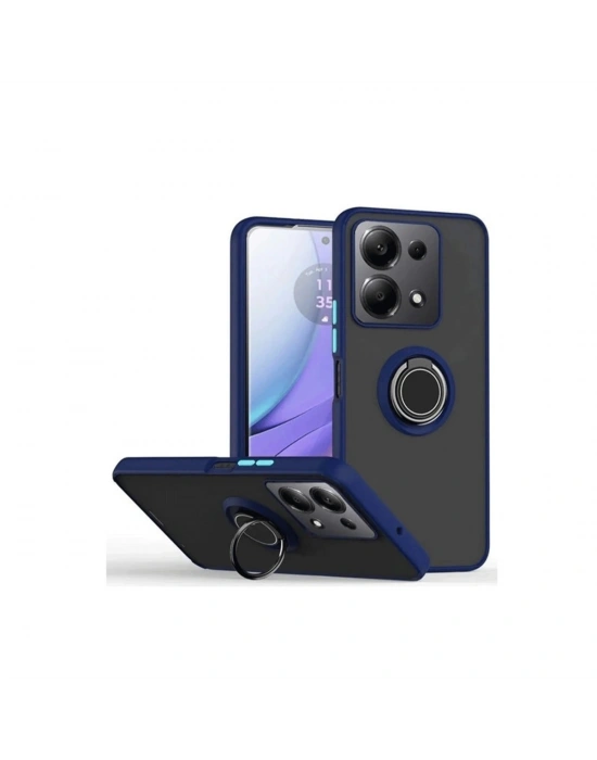 Newface Xiaomi Redmi Note 13 Pro 5G Kılıf Montreal Yüzüklü Silikon Kapak - Lacivert