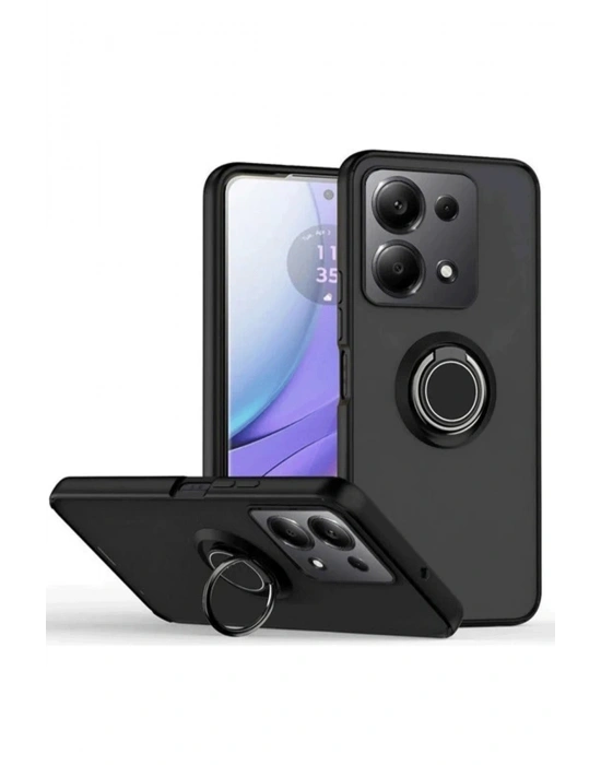 Newface Xiaomi Redmi Note 13 Pro 5G Kılıf Montreal Yüzüklü Silikon Kapak - Siyah