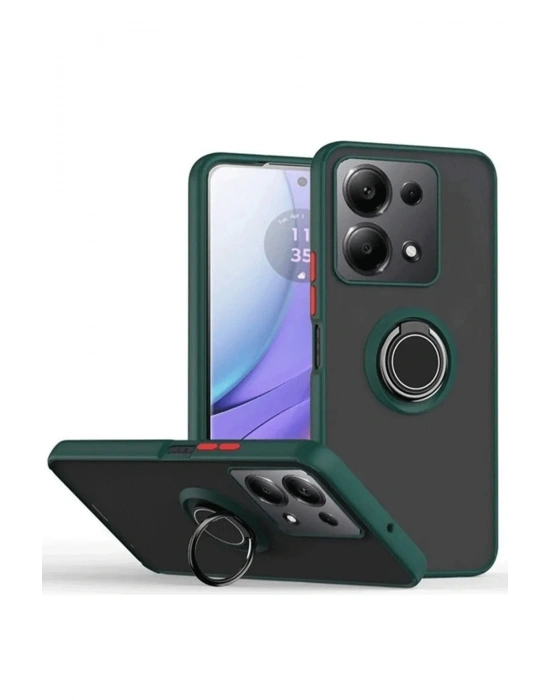 Newface Xiaomi Redmi Note 13 Pro 5G Kılıf Montreal Yüzüklü Silikon Kapak - Yeşil